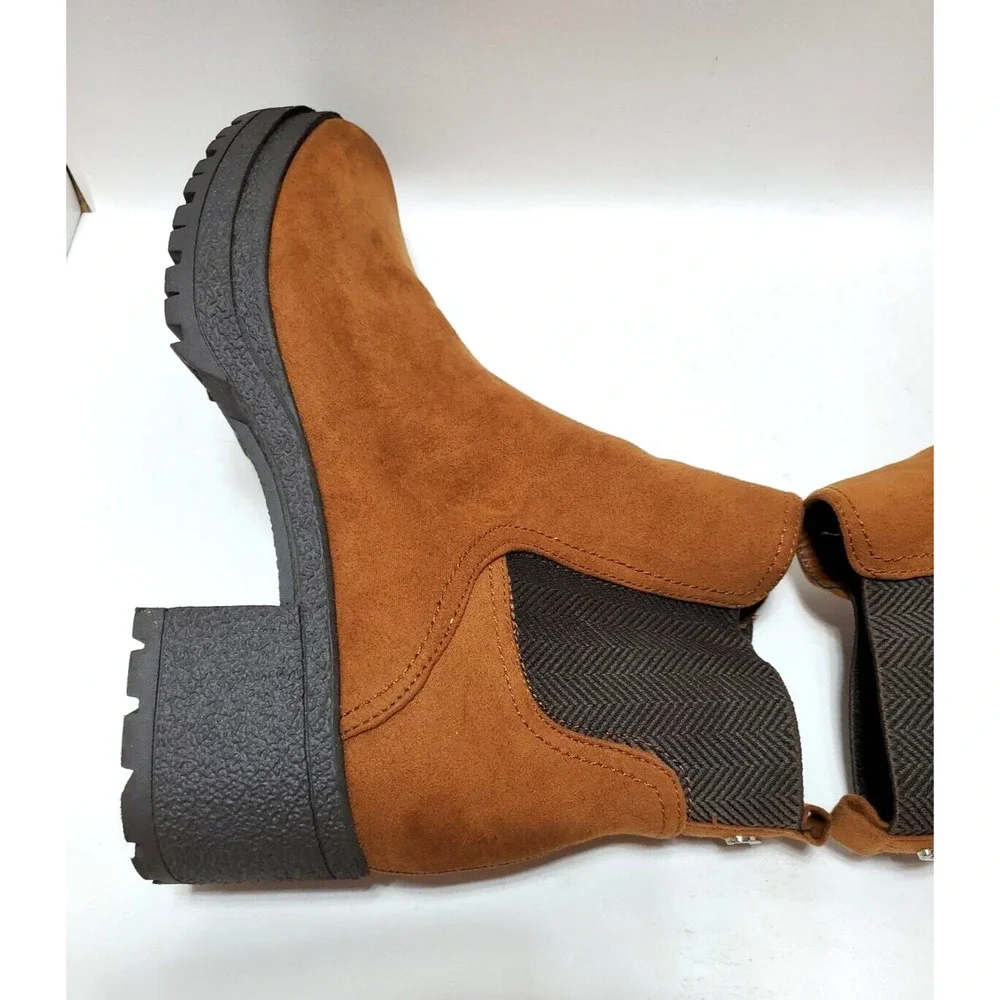 Sam Edelman Boots Womens 9.5M Lug Platform Cumberland Chunky Saddle Brown Circus